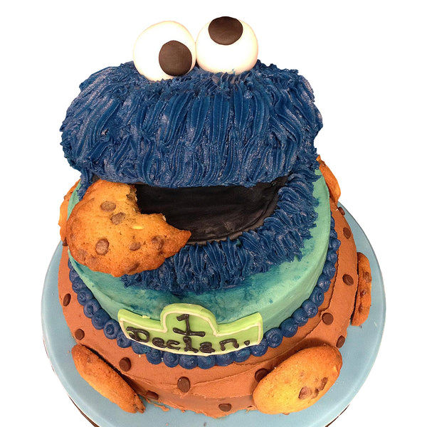 Sesame Street Cookie Monster Style Birthday Cake