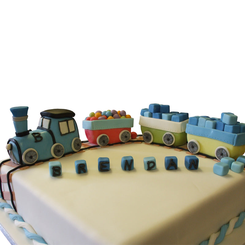 Train & Trucks Christening Cake