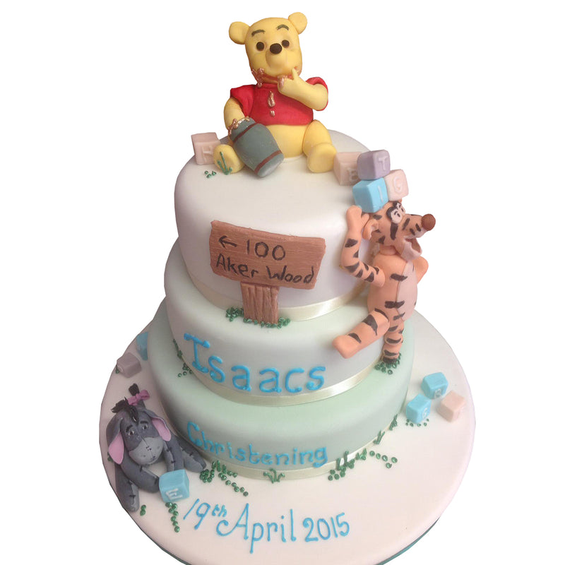 Winnie the Pooh Style Christening Cake